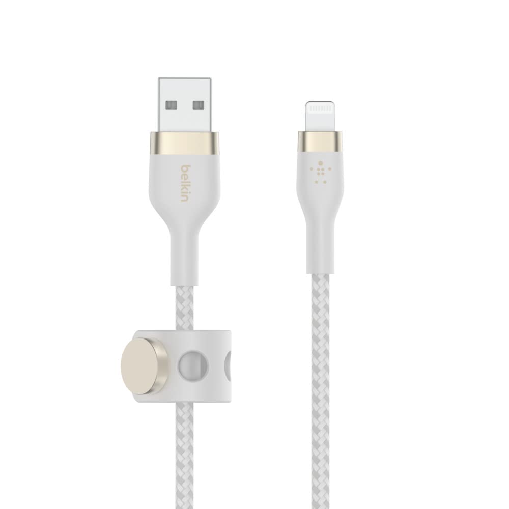 Belkin BoostCharge Pro Flex Braided USB A to Lightning Cable 2M/6.6FT - MFi Certified 20W Power Delivery iPhone Charger Cord - A