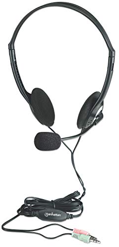 Manhattan 3.5Mm Stereo Headset With Mic - With Microphone, Volume Control, 3.5 Mm Stereo Plugs, 6.5Ft Cable - For Desktop, Lapto