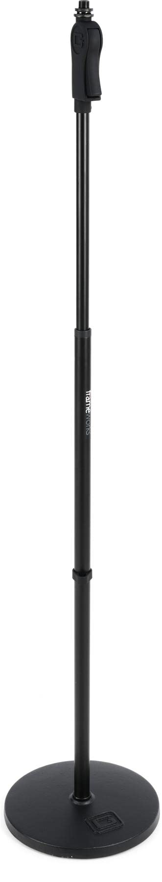 Gator Frameworks Microphone Stand With 10 Weighted Base And Deluxe Soft Grip Squeeze Height Adjustment, (Gfw-Mic-1001)