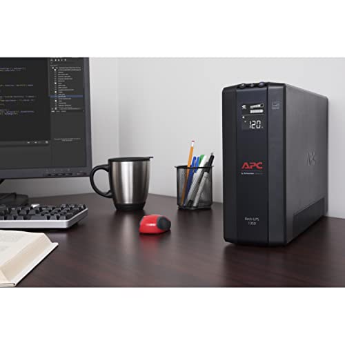 Apc Ups 1350Va Ups Battery Backup And Surge Protector, Bx1350M Backup Battery Power Supply, Avr, Dataline Protection
