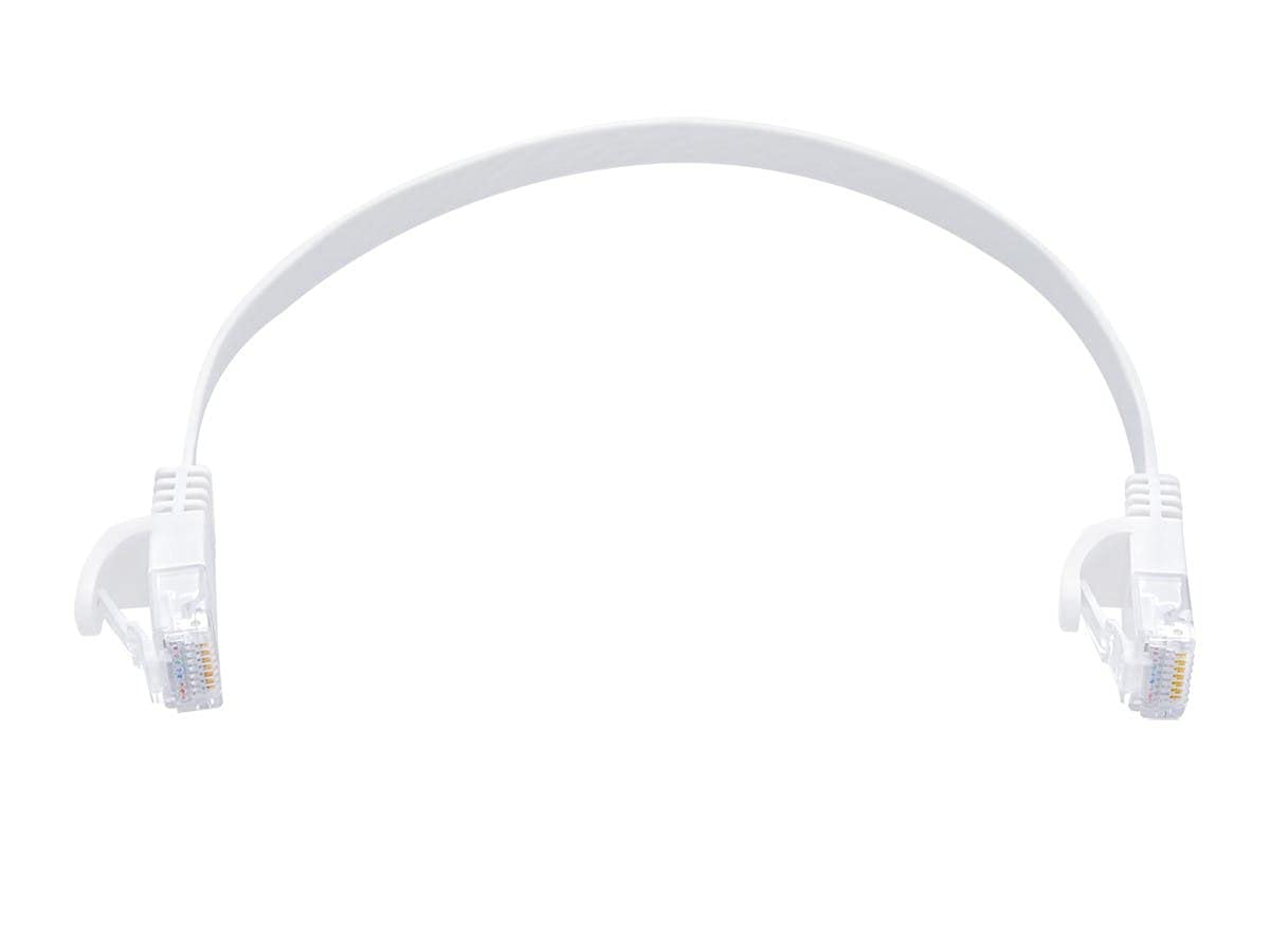 Monoprice Cat6 1Ft White Flat Patch Cable Utp 30Awg 550Mhz Pure Bare Copper Snagless Rj45 Flexboot Series Ethernet Cable