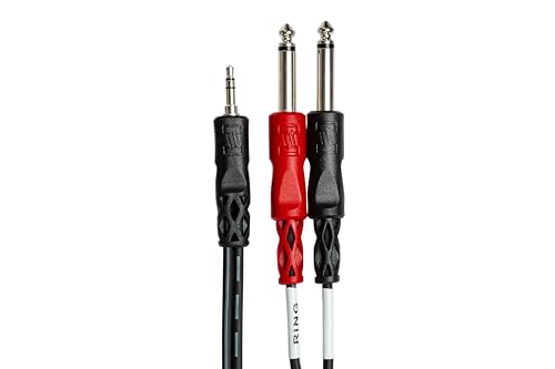 Hosa Cmp 153 3.5 Mm Trs To Dual 1/4'' Ts Stereo Breakout Cable, 3 Feet, Laptop