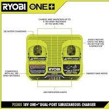 Ryobi One+ 18V Dual Port Simultaneous Charger Pcg005
