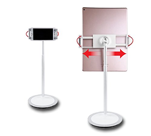 Idee Pts02W Height & Angle Adjustable Commercial Graded Aluminum Table Stand For Ipads Tablets And Smart Phones, 360 Degree Rota