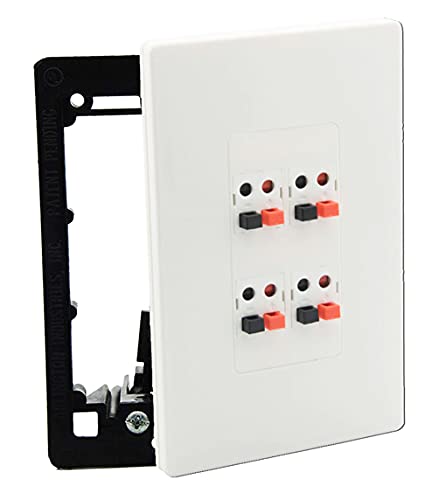Diytech Premium 4 Speaker Wall Plate, Speaker Plug, Supports 4 Speaker Configurations, Speaker Port For Wall Speaker Wire, Speak