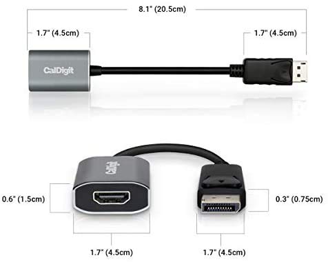 Caldigit Displayport To Hdmi Active Adapter (Uni Directional Dp 1.2 Male To Hdmi 2.0 Female) 4K 60Hz Uhd (3840 X 2160), High Ref
