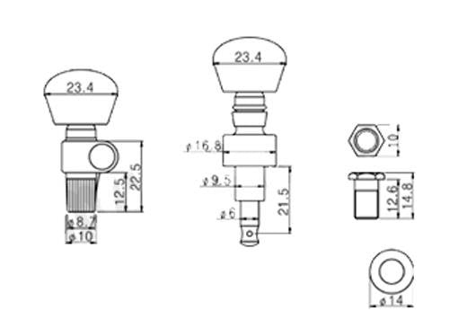 Kaish Chrome 5Th Banjo Geared Tuner Tuning Keys Peg Machine Heads W/Pearl Button