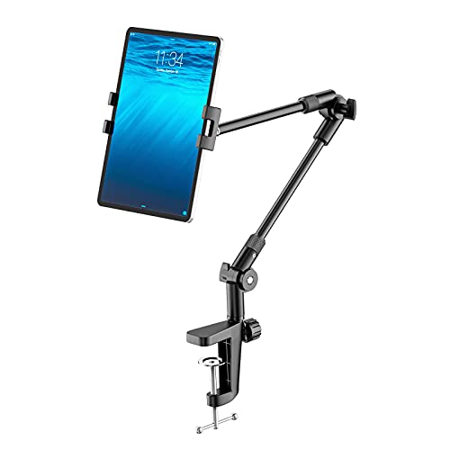 Kdd Tablet Stand Holder With 360A Phone Ipad Tripod Mount, 27In Long Arm Webcam Stand Projector Camera Mount For Desk, Fit For 4