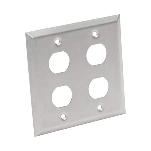 Tripp Lite Rj45 Bulkhead Wall Plate, 4 Cutout, Industrial, Metal   Stainless Steel, Ip44, Double Gang, Taa (N206 Fp04 Ind),Silve
