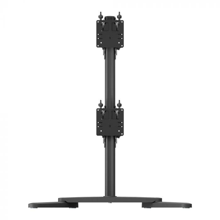 Atdec AWMS 2 BT75 FS B Freestanding Dual Stack Heavy Monitor Desk Mount   Flat and Curved up to 49in   VESA 75x75, 100x100   Tool Free Adjustable Monitor Height, tilt, pan   Quick Display Release
