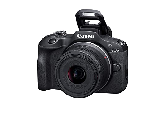 Canon EOS R100 Mirrorless Camera RF S18 45mm F4.5 6.3 is STM Lens Kit, 24.1 Megapixel CMOS (APS C) Sensor, 4K Video, RF Mount, Black