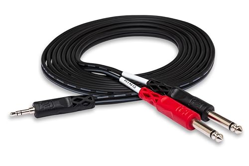 Hosa Cmp 153 3.5 Mm Trs To Dual 1/4'' Ts Stereo Breakout Cable, 3 Feet, Laptop