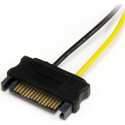 Startech.Com 6In Sata Power To 6 Pin Pci Express Video Card Power Cable Adapter - Sata To 6 Pin Pcie Power, Black, Yellow (Satpc