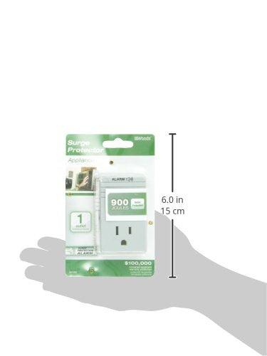 Woods Surge Protector Adapter For 900 Joules Of Protection With One 3 Prong Outlet And Surge Protection Alarm (Wall Mounted, Light Grey)