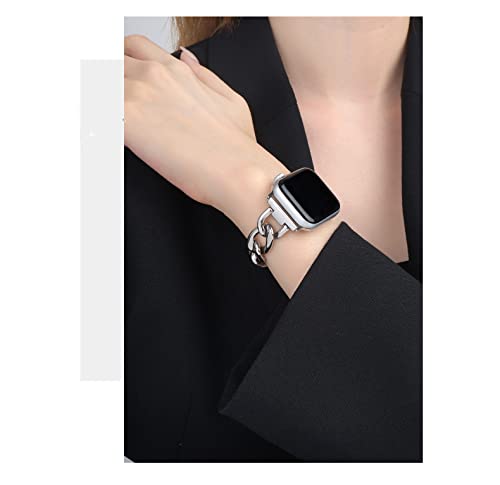 Kolgios 38/40/41 Mm Silver Women Stylish Cool Chain Durable Smartwatch Band Compatible For Apple Watch Band Series 9/8/7/6/5/Se