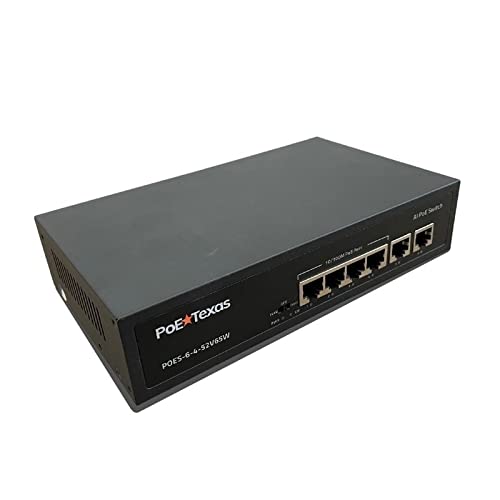 Poe Texas Poe Switch 4 Port   802.3Af/At Power Over Ethernet With 4 Poe+ Ports, 2 Lan Uplink, Vlan & Extender   65W High Speed U