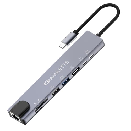 Amkette 8In1 Type C Hub/Docking Station With 100W Power Delivery&Usb C Data Transfer Multiport Adapter With 4K Hdmi,Usb 3.0,10
