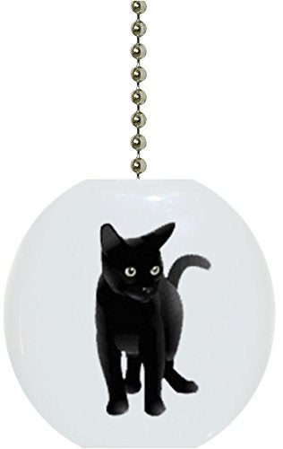 Black Cat Solid Ceramic Fan Pull