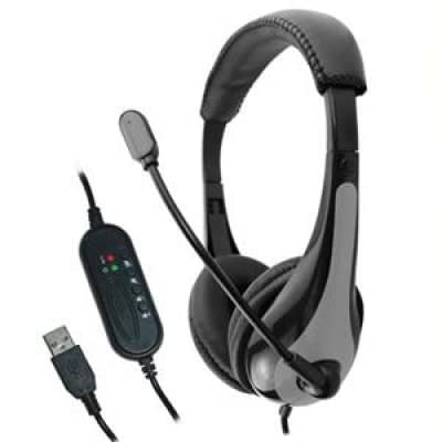 Avid Products Education Headphones With Microphone - Stereo - Black, Gray - Usb - Wired - Over-The-Head - Binaural - Circumaural