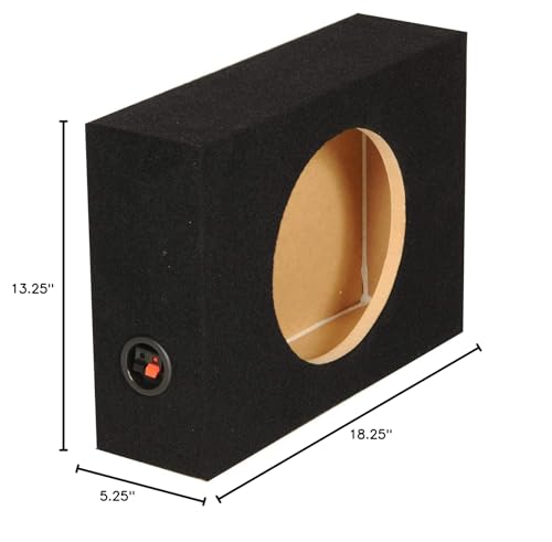 Q Power Shallow Single 12 inch Sealed Truck Subwoofer Box QSHALLOW12SINGLE Charcoal Gray 18.25 x 13.25 x 5.25