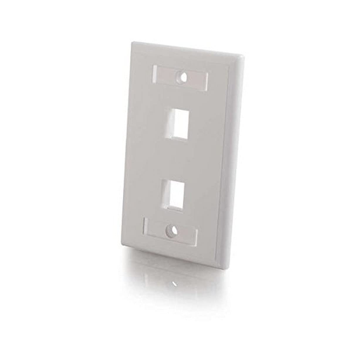 C2G/Cables To Go 03411 Two Port Keystone Single Gang Wall Plate, White