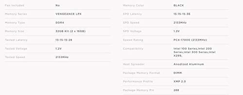 Corsair Vengeance Lpx 32Gb (2X16Gb) 2133Mhz C13 Ddr4 Dram Memory Kit - Black