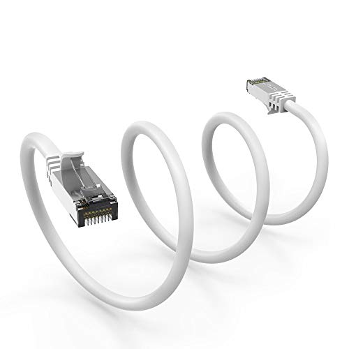 Nippon Labs 60Cat8 4 26Wt Cat8 Ethernet Cable 4 Feet Slim Series   White | 2Ghz, 40G, S/Ftp   Shielded 40Gbps 2000Mhz Sftp Patch