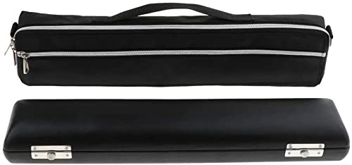 Jiayouy Pu Leather Flute Case Carrying Handbag Durable For 16 Holes Flute C Foot With Adjustable Shoulder Strap
