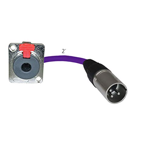 Floor Stage Box Panel Mount Pigtail Drop In No Solder (14 Trs  Xlr Male, Purple)