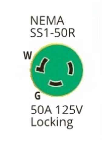 Marinco Cordset, 50A 125V, 50, Yellow, 6153Spp