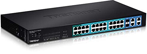 Trendnet 28 Port 10/100Mbps Web Smart Poe+ Switch, 20 X Poe Ports, 4 X Poe+ Ports, 2 X Gigabit Ports, 2 X Shared Gigabit Ports (
