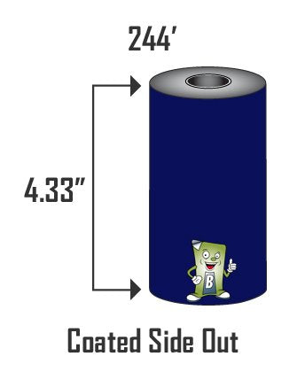4.33' X 244' Thermal Transfer Ribbon   12 Rolls. Resin Enhanced Wax For Zebra Eltron Datamax Zebra Gc420T Gk420T Gx420T Tlp2442 Tlp2844