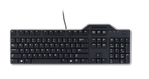 Dell Smartcard USB Keyboard - Black, Wired, Ergonomic Design, Compatible with Windows, Sleek and Reliable for Office Use