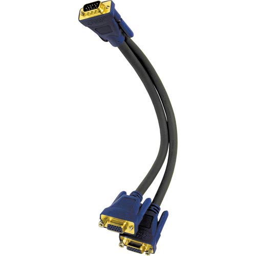 Legrand   C2G Hd 15 Male To Female Sxga Monitor Cable, Black Y Monitor Cables, 1 Foot Vga Y Cable, 1 Count, C2G 29610