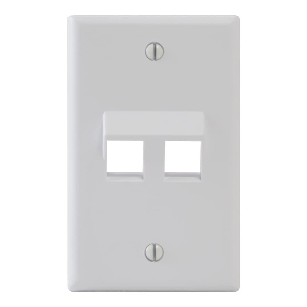 ICC Angled Faceplate with Two Angled Ports for EZ�/HD Style in Single Gang, White