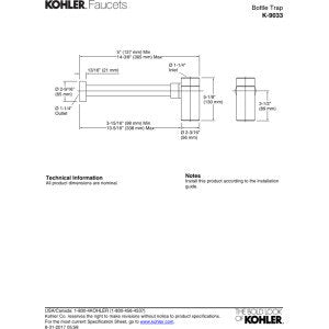 Kohler 9033 Bl Kohler Bottle Trap