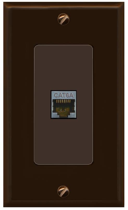 Riteav Cat 6A 1 Port Shielded Cat6A Wall Plate 1 Gang Decorative   1 Gang [Brown/Brown]