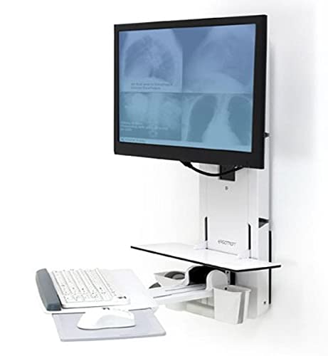 Ergotron Styleview Sit Stand Vertical Lift Patient Room For 24'' Lcd Display/Keyboard/Mouse/Bar Code Scanner   White