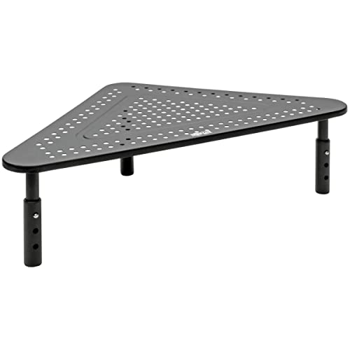 Tripp Lite Computer Monitor Stand, Corner Desk Monitor Stand For L Shaped Desk, Adjustable Height, 12 X 20 In, Metal, Black (Mr1