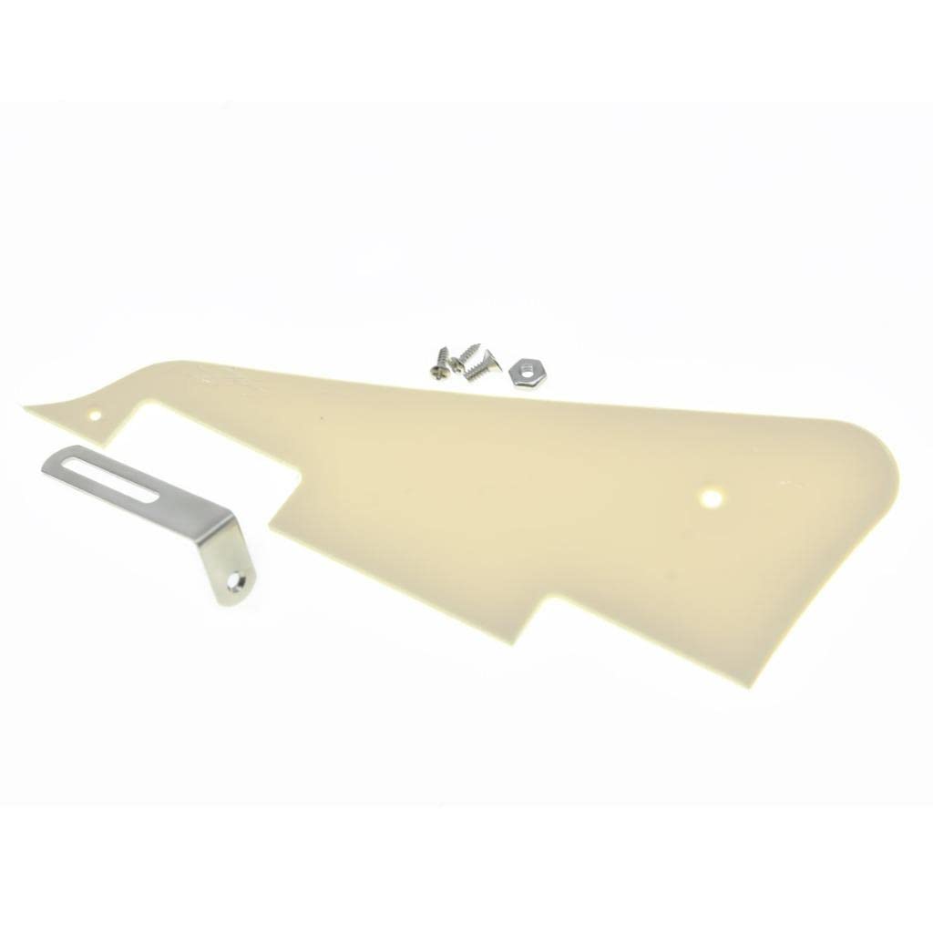 Kaish Solid Cream 1 Ply Lp Guitar Pickguard With Nickel Stainless Steel Bracket And Steel Mounting Screws For Usa Les Paul