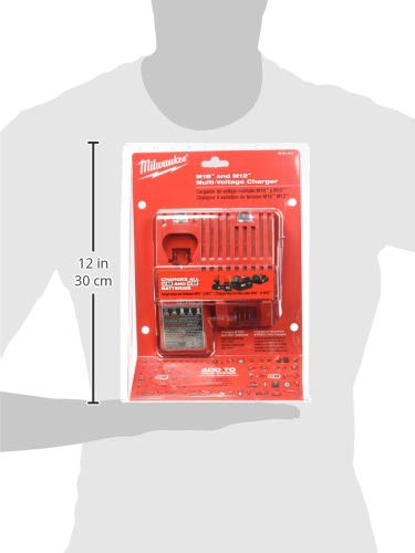 Milwaukee M12/M18 Multi Voltage Lithium Ion Battery Charger - Red, Full Size, Model 48-59-1812, Onboard Fuel Gauge