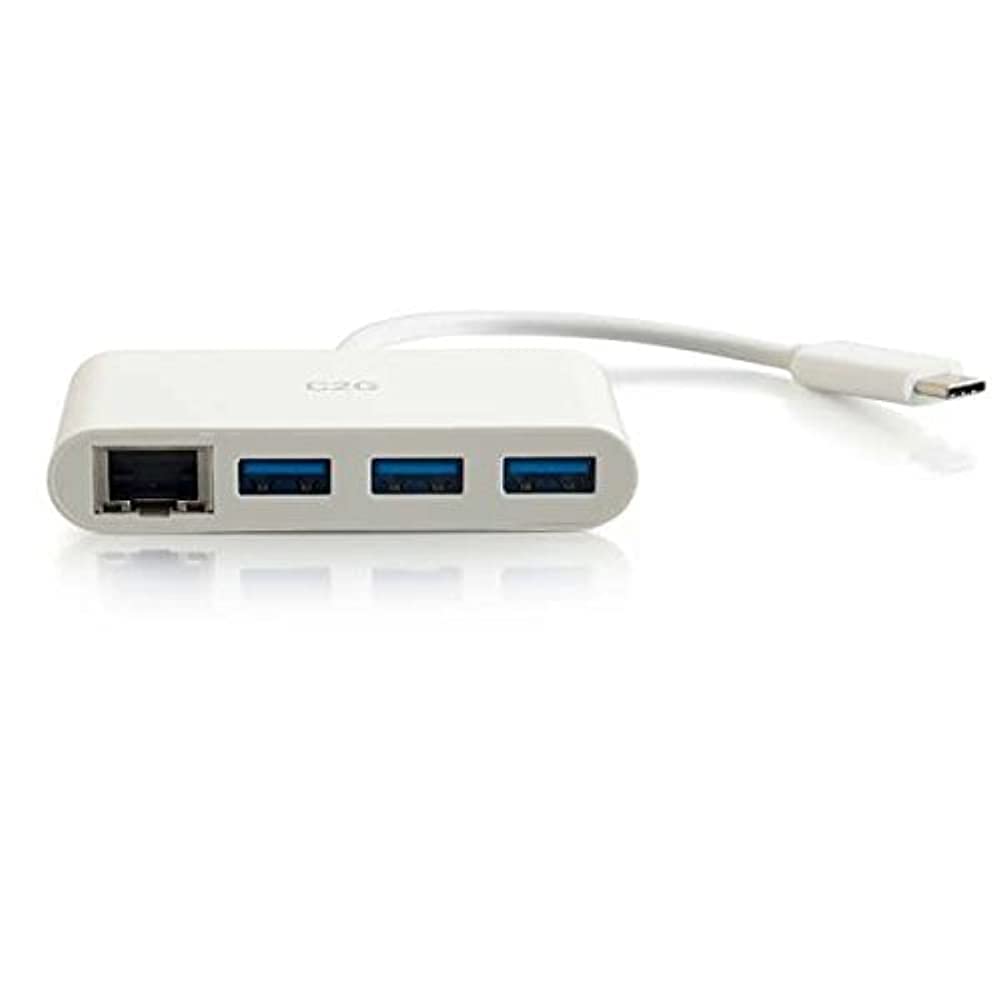 C2G Usb Adapter, Usb Hub, Ethernet Adapter With Power, 3 Port, White, Cables To Go 29746