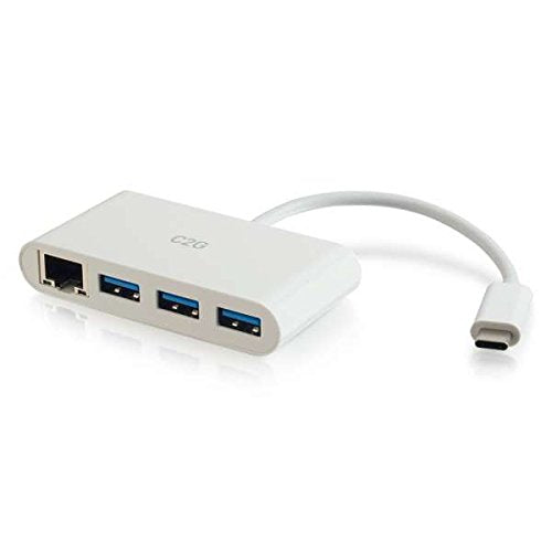 C2G Usb Adapter, Usb Hub, Ethernet Adapter With Power, 3 Port, White, Cables To Go 29746