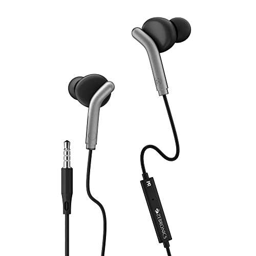 Zebronics Bro In Ear Wired Earphones With Mic, 3.5Mm Audio Jack, 10Mm Drivers, Phone/Tablet Compatible (Black)