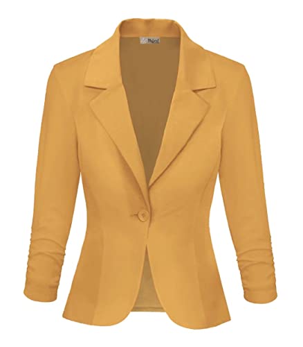 Womens Casual Work Office Blazer Jacket Jk1131X Mustard 1X