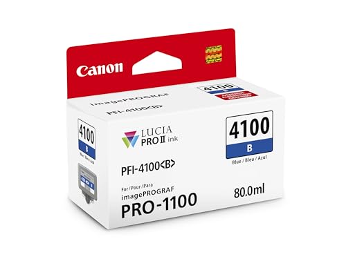 Canon Pfi-4100 Genuine Blue Ink Tank, Compatible With Imageprograf Pro-1100 Printers