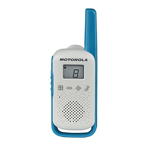 Motorola Solutions, Portable Frs, T114Tp, Talkabout, Two Way Radios, Battery Operated, 22 Channel, 16 Mile, White/Blue, 3 Pack