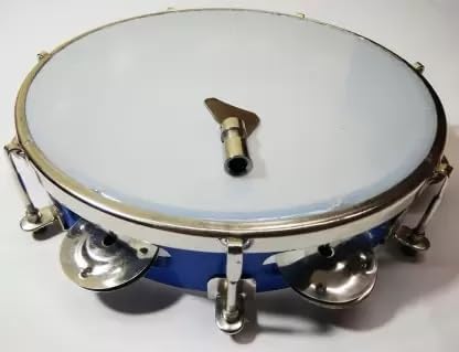 20 cm With Head Blue Tambourine duff (Plastic & Metal)
