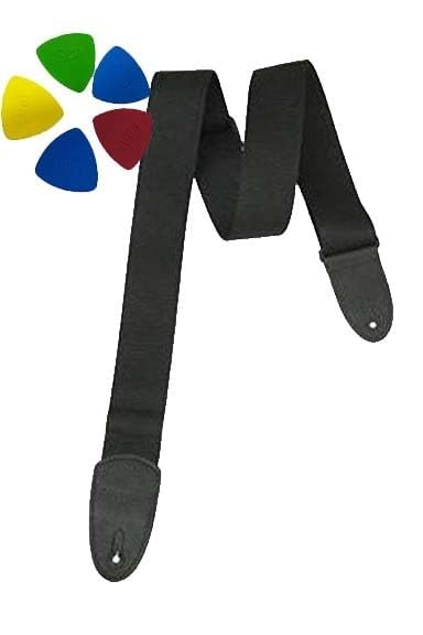 MG MUSIC GALAXY Guitar Strap with Leather Ends | Adjustable for Electric, Bass & Acoustic Guitars, Includes 5 Picks