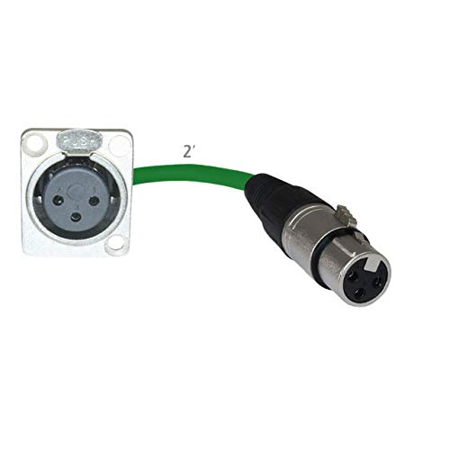 Floor Stage Box Panel Mount Pigtail Drop In No Solder (Xlr Female > Xlr Female, Green)